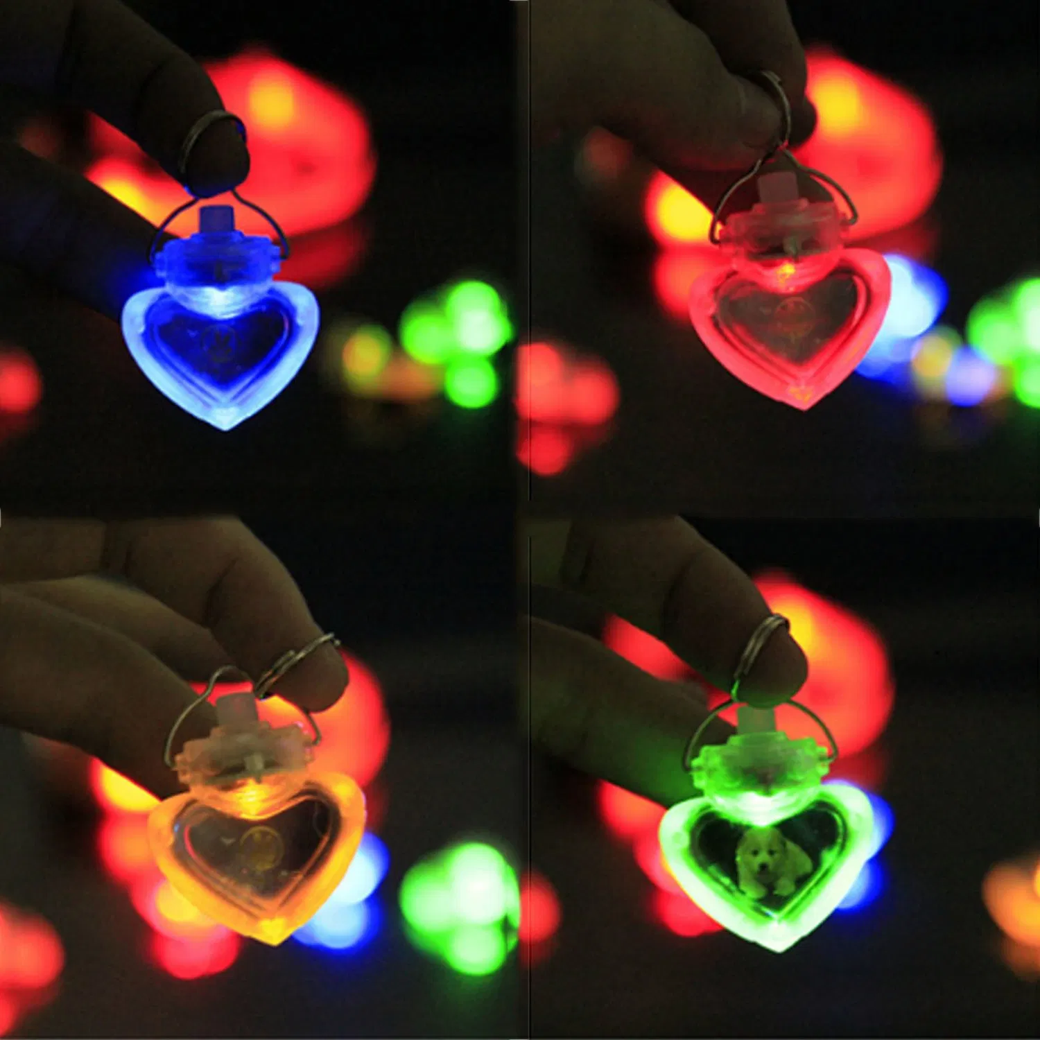 LED Heart Flash Pet Pendant Safety Tag Heart ID Pendant