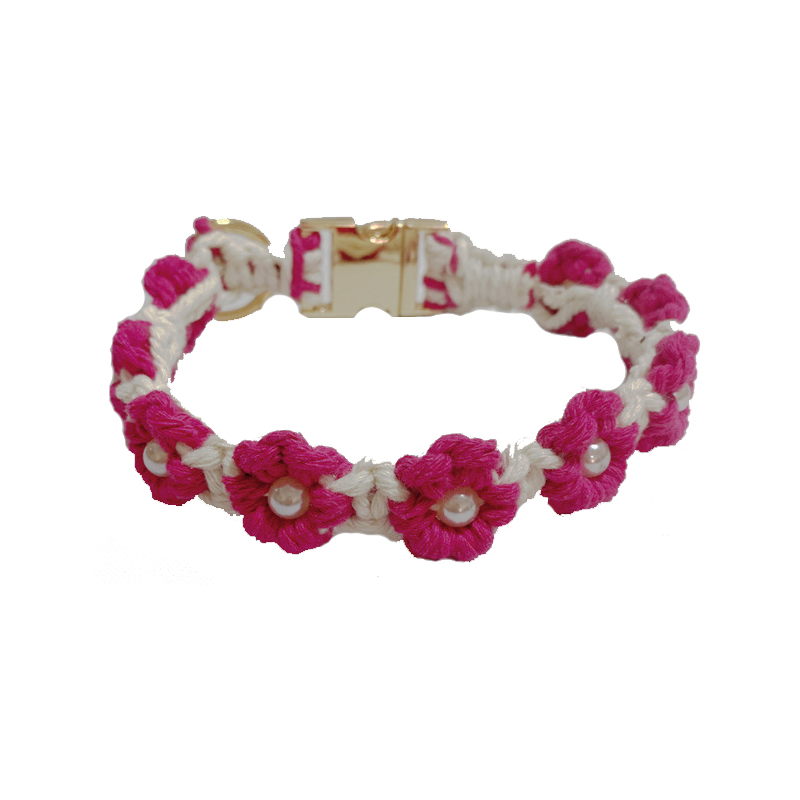 Personalized Adjustable Safety Dog Collar 2025 Woven Daisy Flower Charms Cat Collar for Small Medium Large Dogs