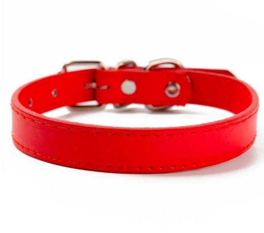 Pet Plain PU Leather Dog Collar with Metal Buckle D Ring Adjustable Dog Training Collar Belt for Cat Supply