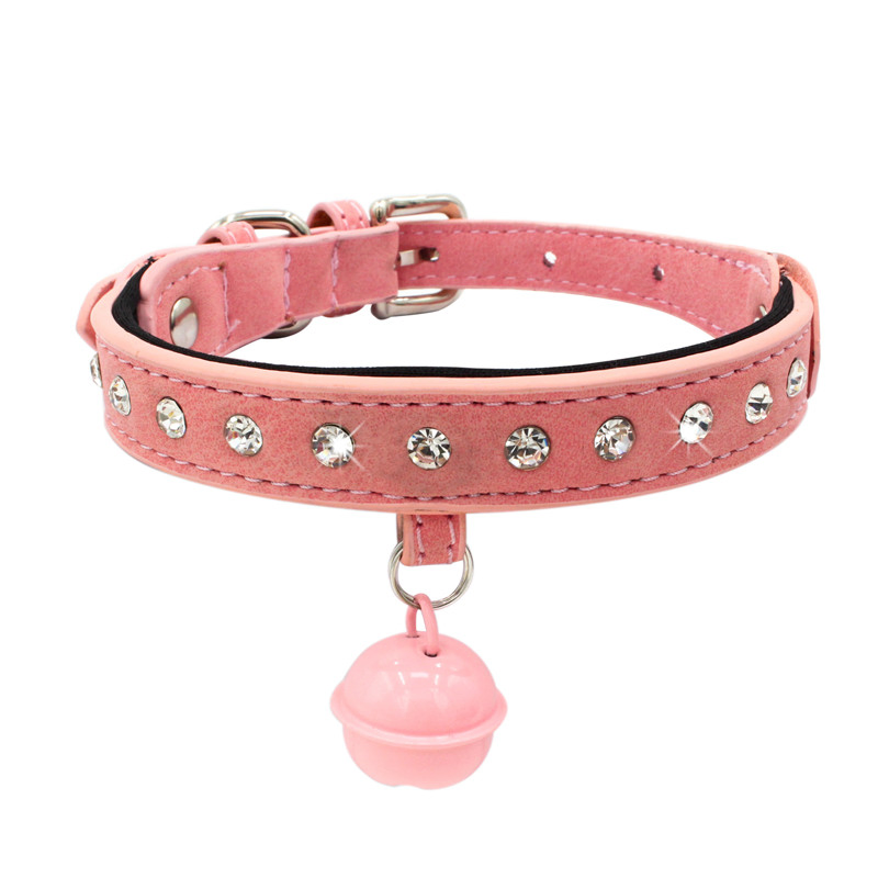 Custom Personalized Waterproof Pet Collar Luxury Diamond Red Bling Crystal Rhinestones Leather Dog Collar with Bell