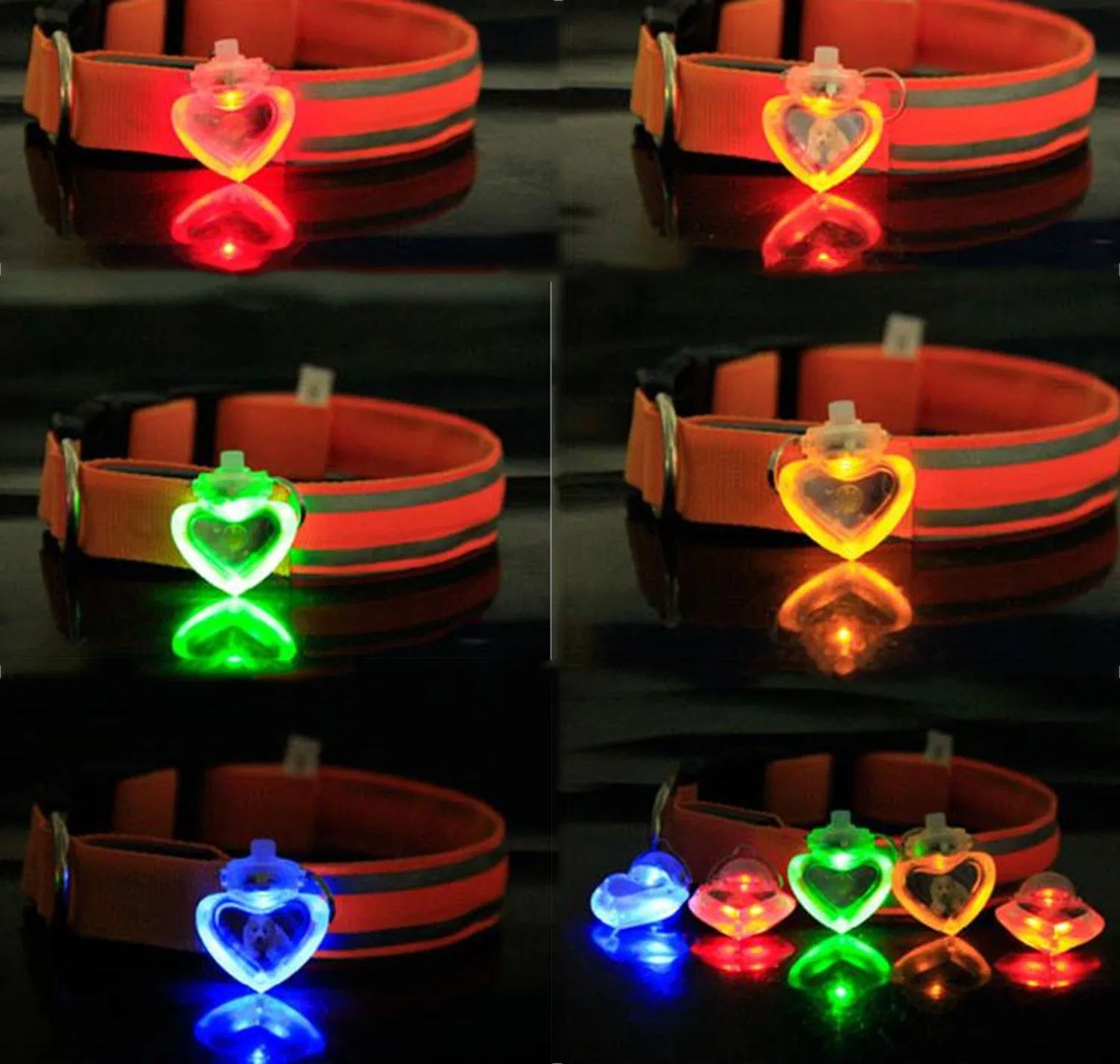 LED Heart Flash Pet Pendant Safety Tag Heart ID Pendant