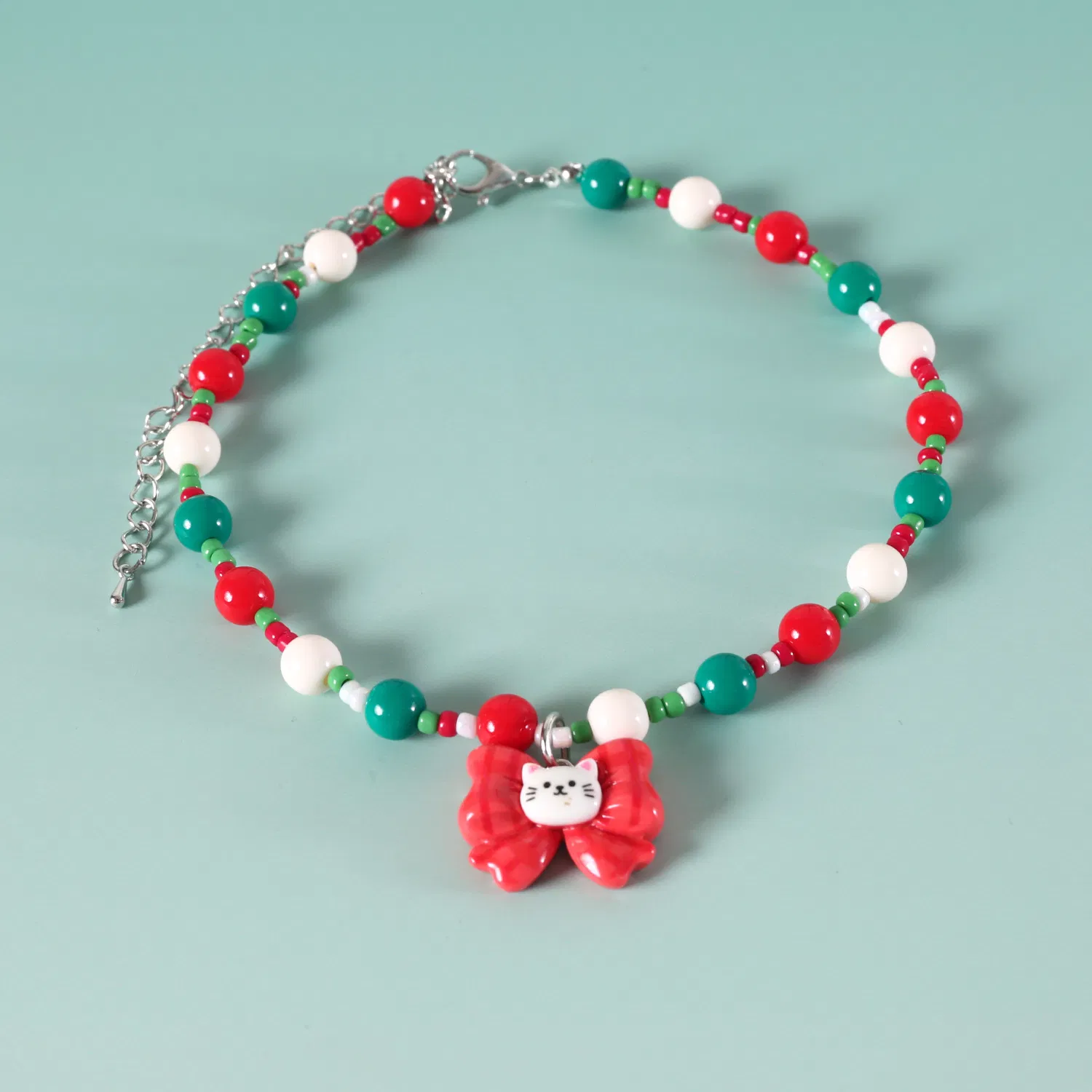 Christmas Pet Collar Set with Bell Bow Reindeer Pendant - Festive Dog Cat Necklace