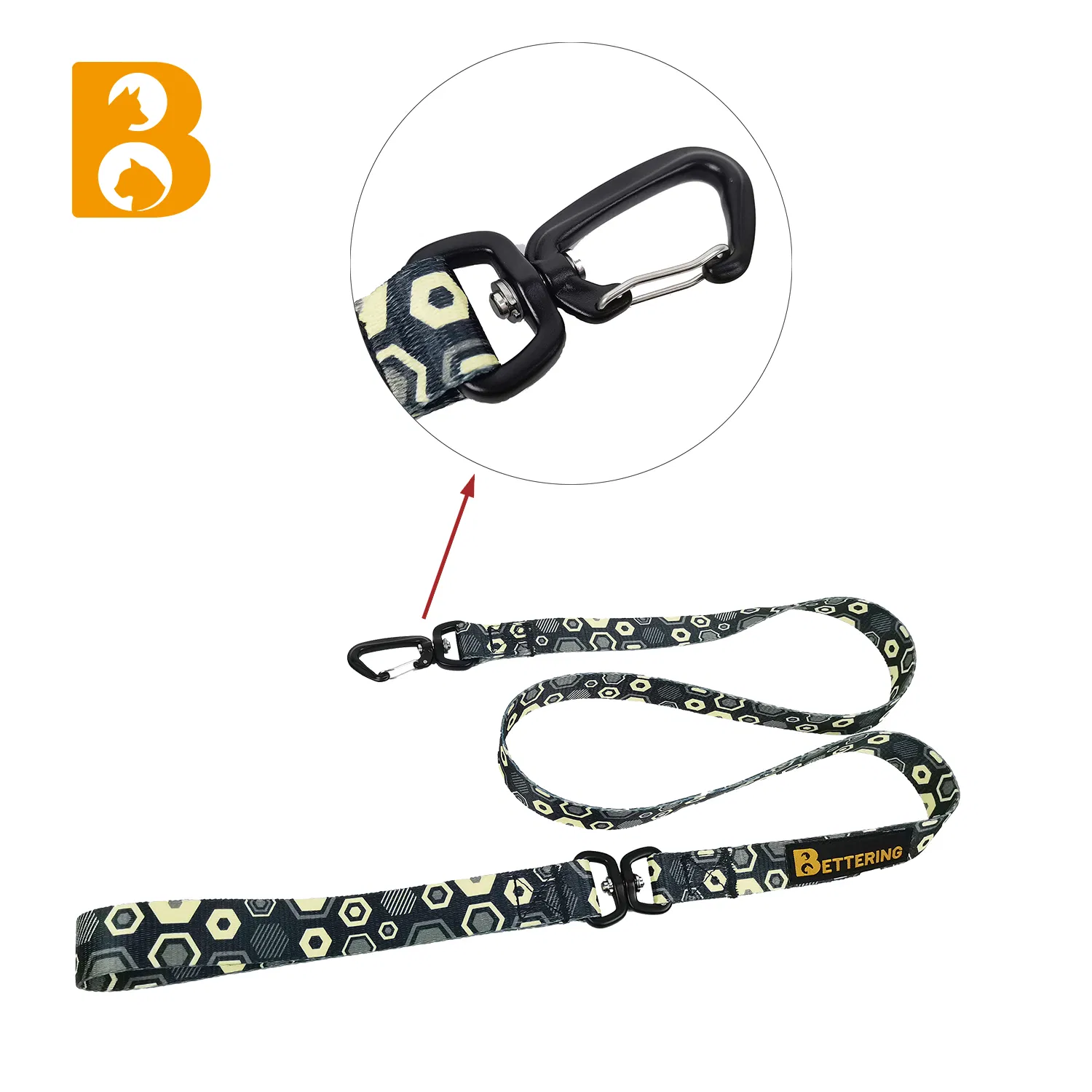 Bettering Strong Reflective Adjustable Black Dog Bandana Collar Matching Pet Dog Leash Leads