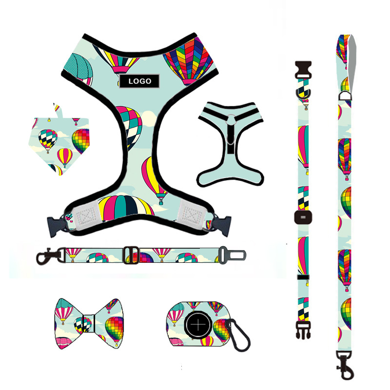Dye Sublimation Printing Custom Logo Dog Harness Reflective Adjustable Pet Harness Accessory