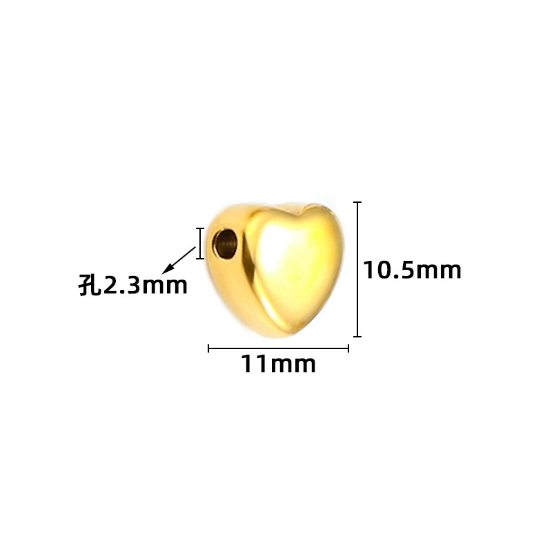 Wholesale High Polish Stainless Steel Heart Pendant Spacer Beads Cute Through-Hole Love Charms for Women Jewelry Components