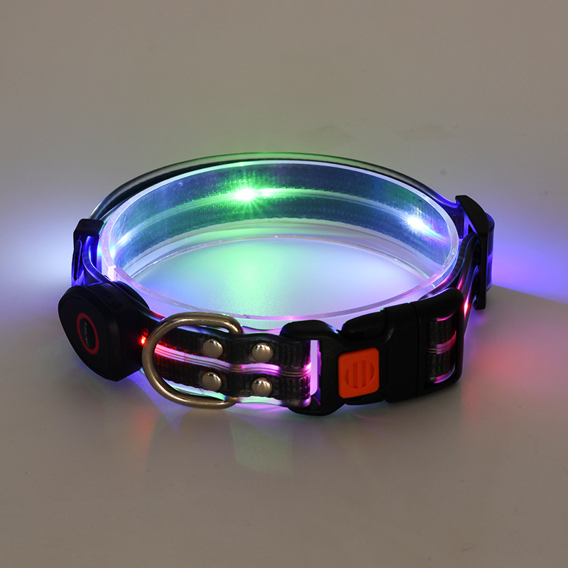 Wholesale Custom Nylon Glow-in-The-Dark USB Charging Dog Collar with LED Leash
