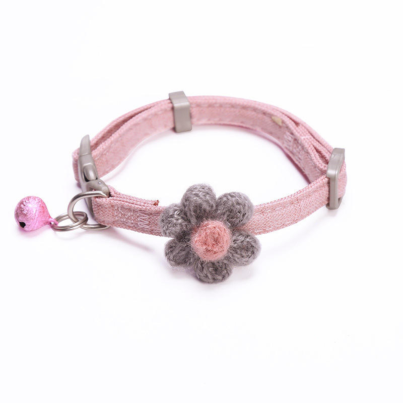 Pet Supplies Cat Dog Bell Flower Woven Adjustable Collar Factory Customized High Quality