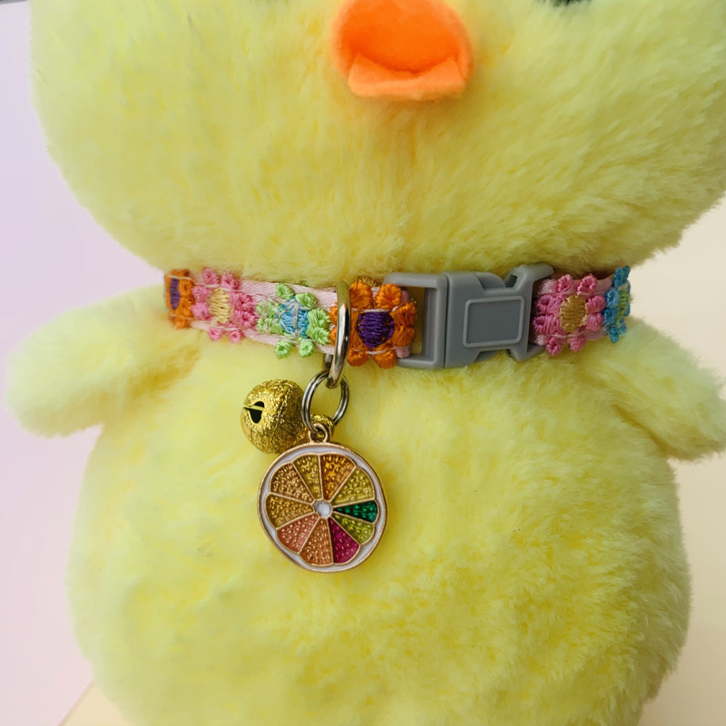 Colorful Adjustable Buckle Rainbow Flower Lace Kitten Collar Dog Accessories