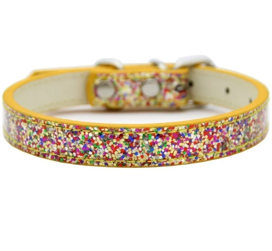 Wholesale Colorful Glitter Sequin PU Leather Dogs Collar Shiny Collar for Puppy Cat Pet Choker