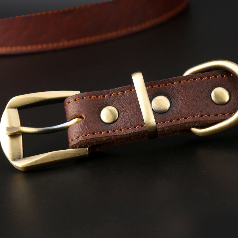 Factory Custom Name Tag 6 Sizes Matel Buckle Soft Leather Collar for Dogs
