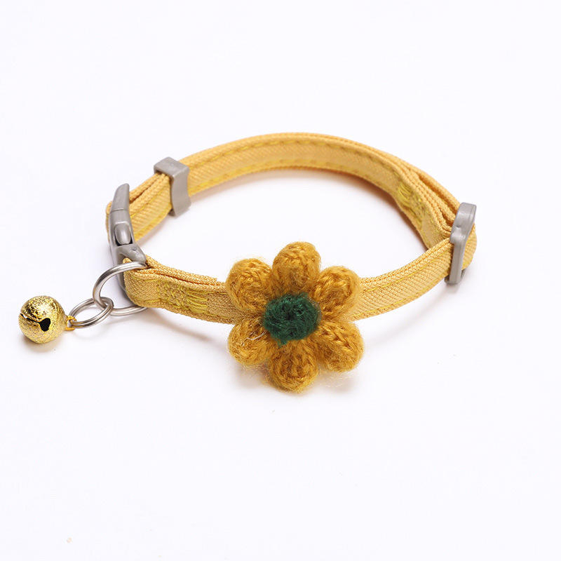Pet Supplies Cat Dog Bell Flower Woven Adjustable Collar Factory Customized High Quality