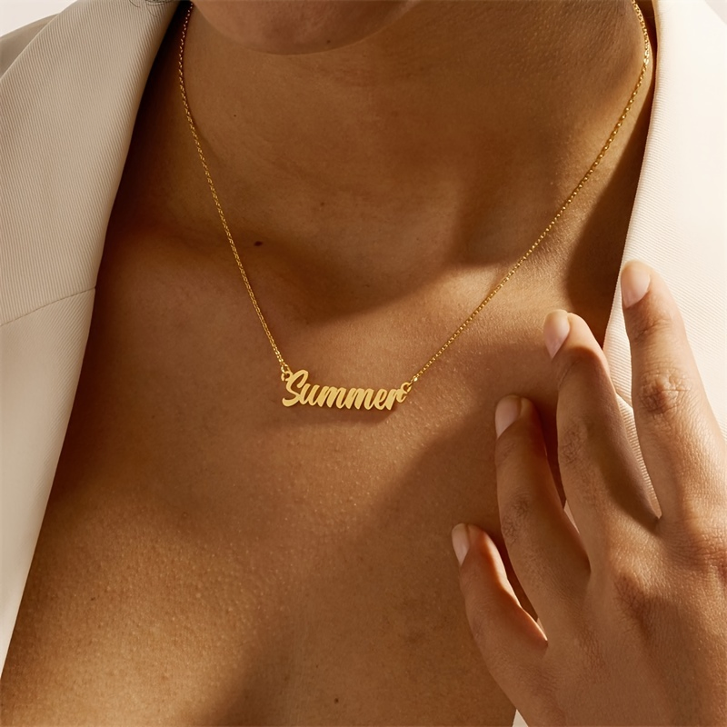 Gold Plated Fashion Fine Jewelry Stainless Steel Chain Pendant Choker Custom Personalized Name Necklaces