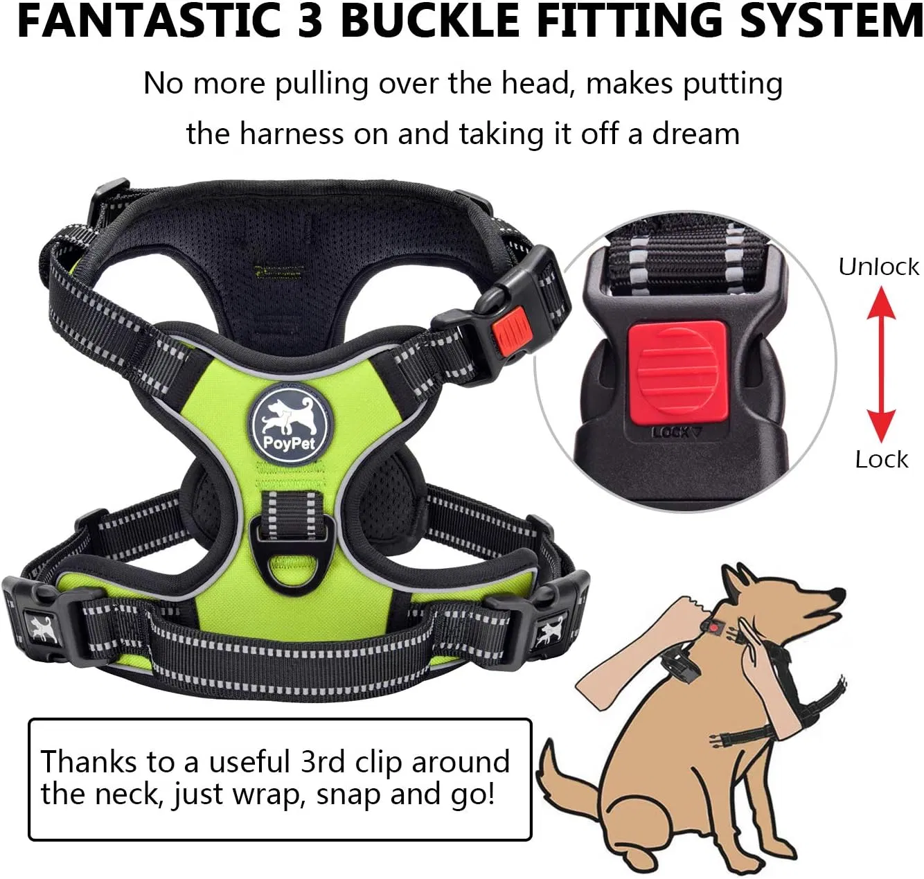 Soft Padded Pet Reflective No Choke Front Clip No Pull Dog Harness