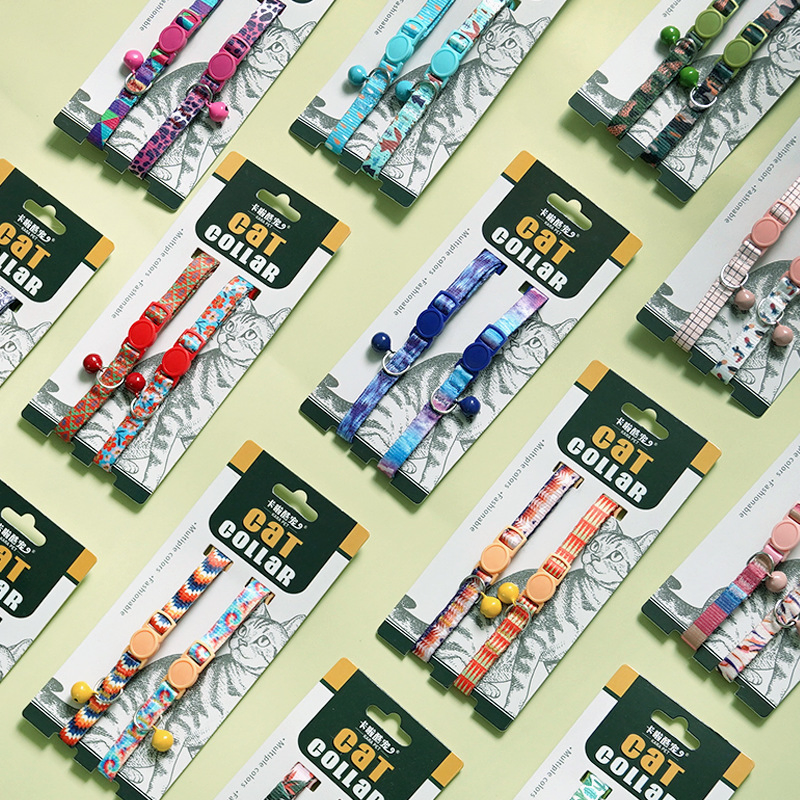 Cuatomized Logo Pet Cat Collar, Anti-Suffocation Safety Buckle, Adjustable Necklace, Anti-Loss for Kittens, Bell Decoration, Neck Collar