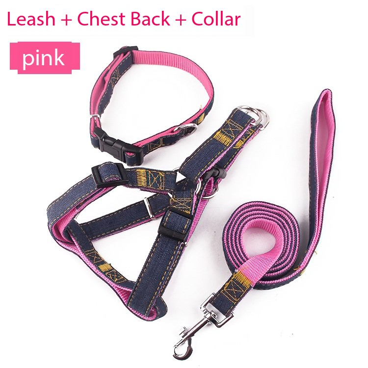 Pet Harness Collar and Leash Set, All-in-One Reflective Dog Harness No Pull with Adjustable Buckles for Puppies