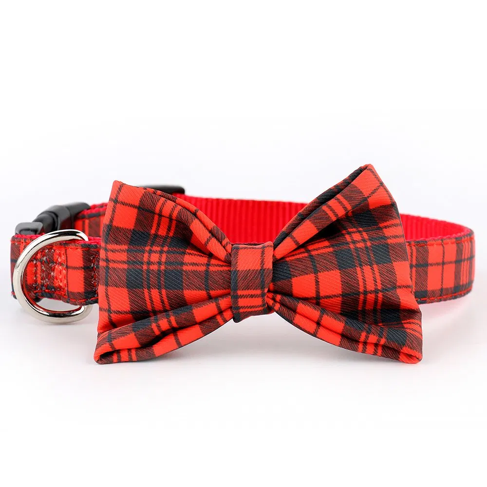 Custom Pattern Dog Accessories Polyester Dog Pets Collar with Bowknot