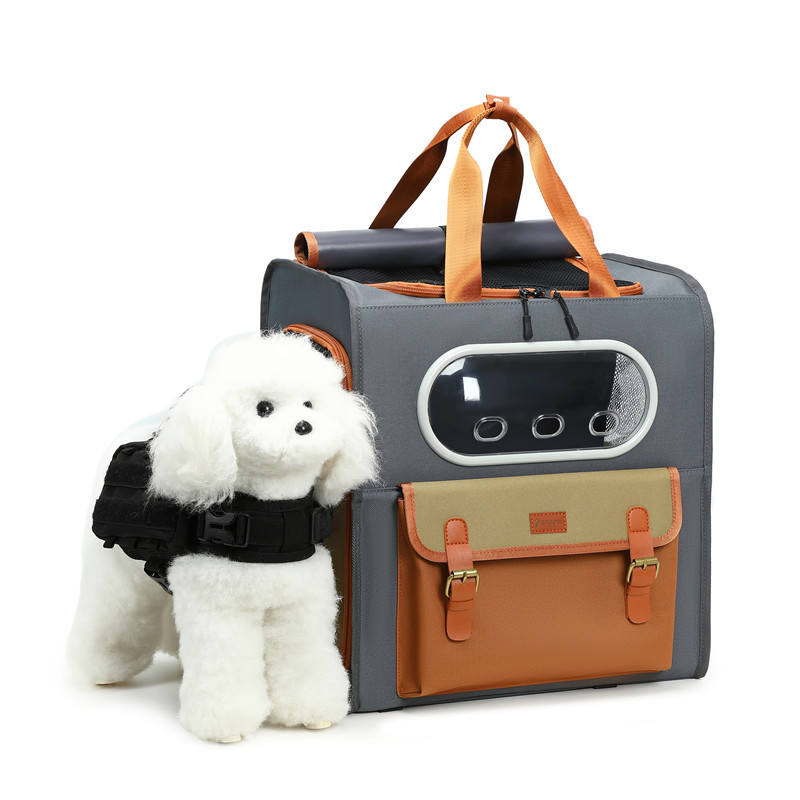 High Quality Breathable Oxford Pet Carrier Backpack Trolley Bag with Button Closure Large Capacity for Dogs
