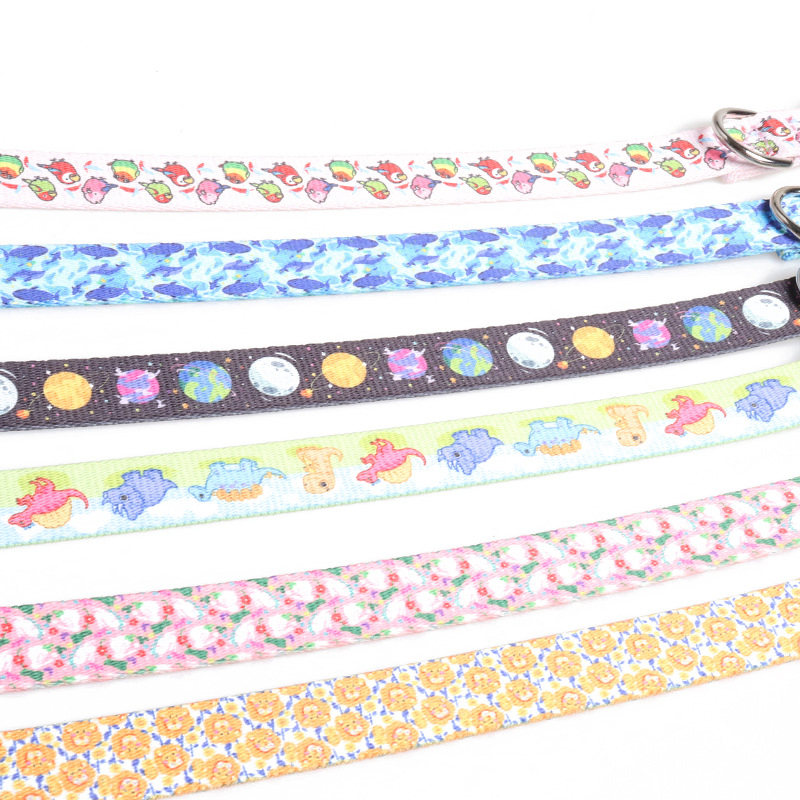 New Pet Products New Hand-Painted Design Ribbon Dog Collar Animal Series Plastic Buckle