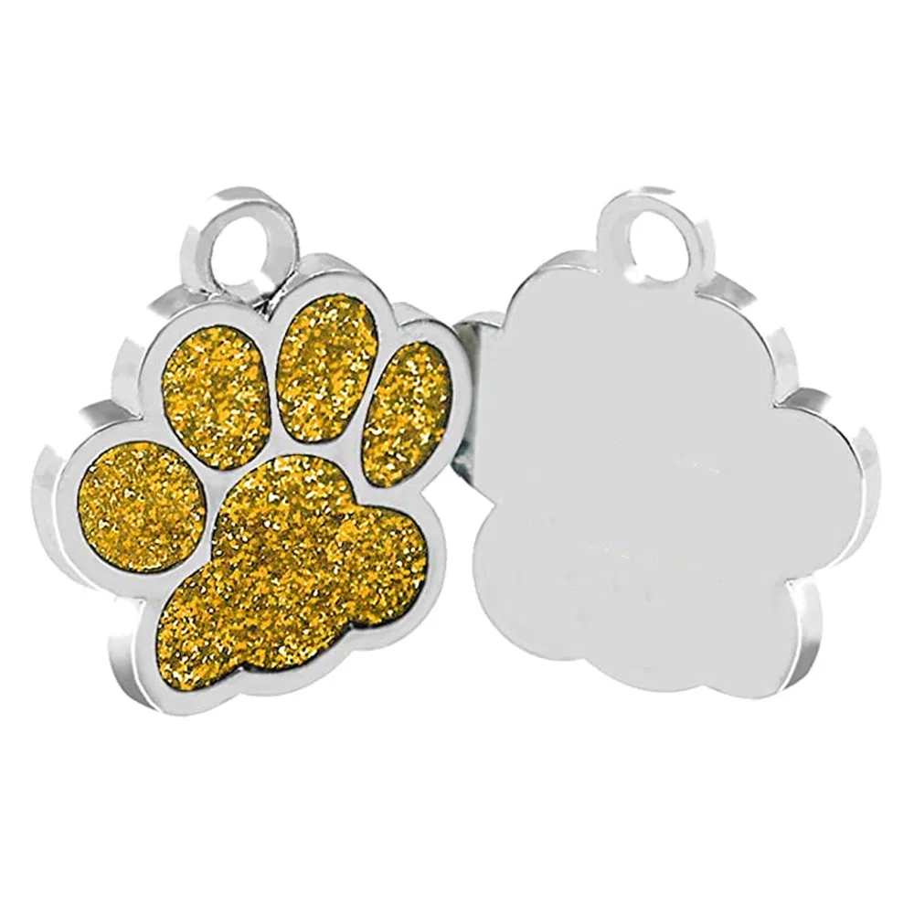 Metal Sliver Color Paw Shape Dog Tag Charms for Jewelry Making