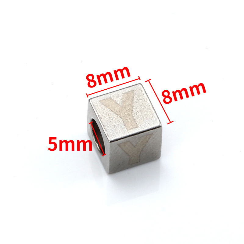 DIY Accessories Bracelet Necklace Jewelry Pendant Fashion Jewelry Stainless Steel Square Letter Beads Charms Original Color