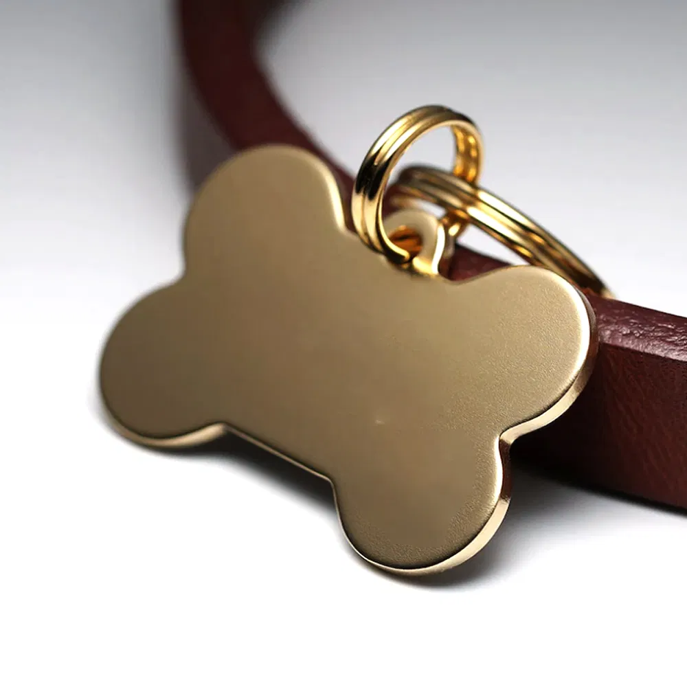 Custom Pet Products Logo Stainless Steel Engraved Metal Blank Charm Tag Logo Dog Tag Gift Cute Personalized Gold Metal Pet Tags Collar