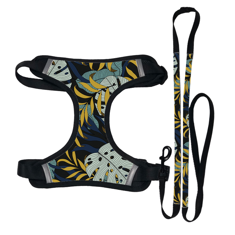 Wholesale Adjustable Neophrne Training Cotton Printed Soft Reflective Pet Dog Harness