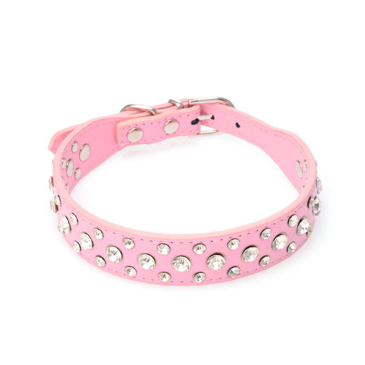 Durable Pet Supplies Crystal Leather Rhinestone Shiny Dog Pet Collar