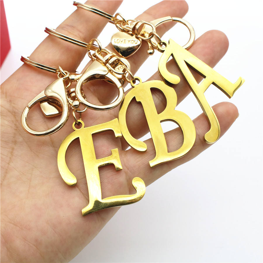 26 Capital English Letters Metal Key Chain Pendant