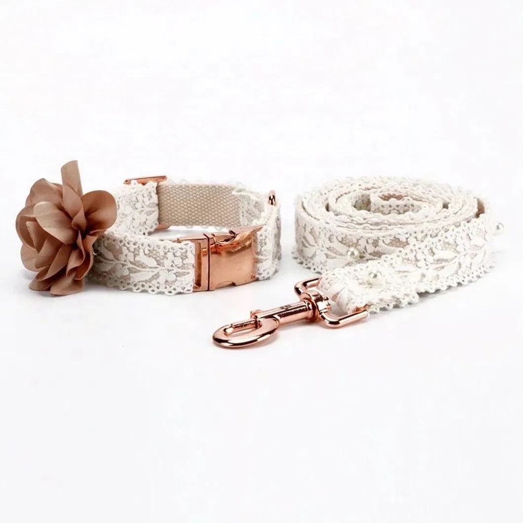 Floral Lace Dog Collar Set