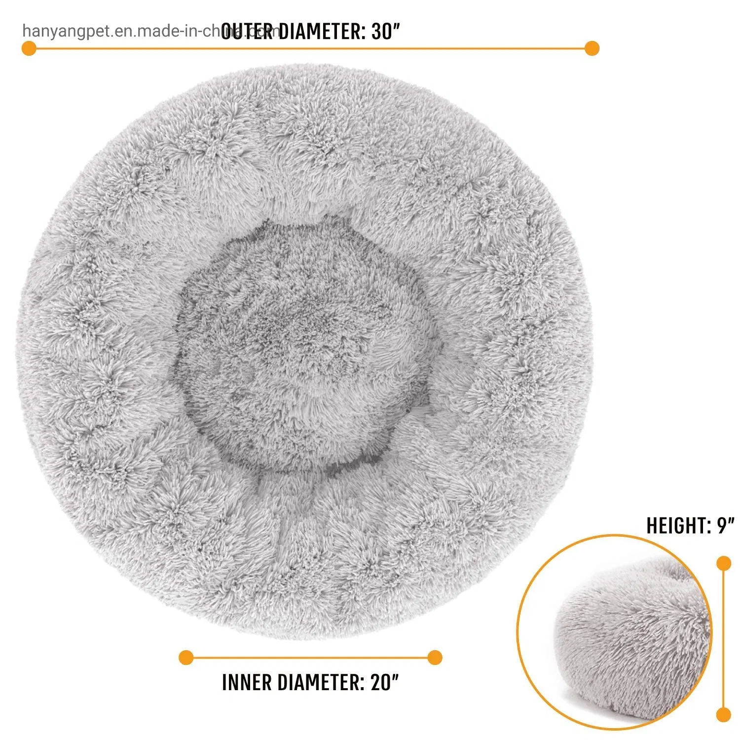 Hanyang Custom Design Washable Plush Calming Marshmallow Cuddler Nest Soft Fuzzy Eco Friendly Pet Cat Dog Bed Luxury Dog Bed