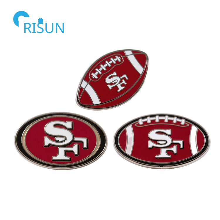 Rugby Football NFL Sf San Francisco 49ers Cap Hat Tie Tack Pin Earring Necklace Cufflink Tie Clip Bar Refrigerator Magnet Keychain Keying Badge Enamel Lapel Pin