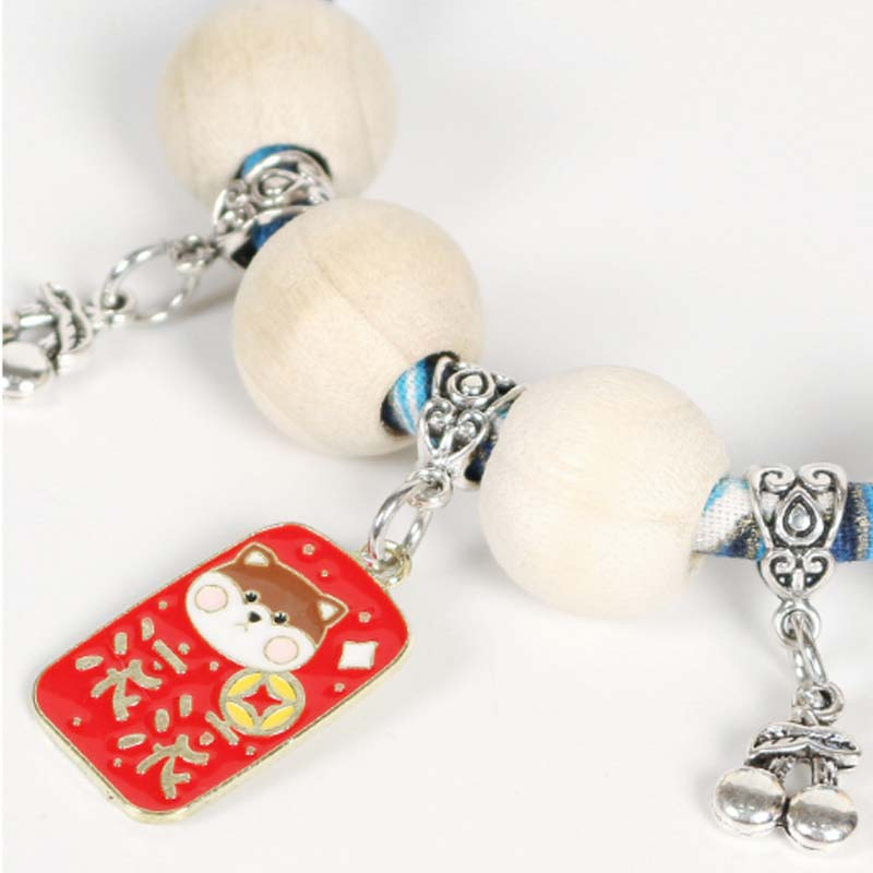 Charm Adorned Camphor Wood Dog Collar Set: Fashionable 2PCS Canvas Adjustable Birthday Festive Pet Accessories