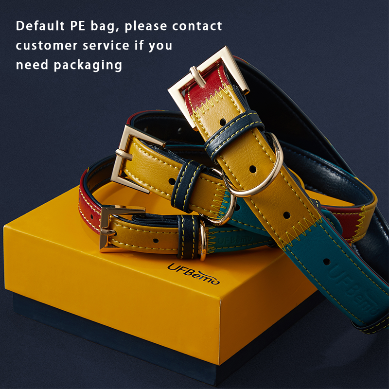 Adjustable Custom Pattern No Pull Luxury PU Leather Pet Collar
