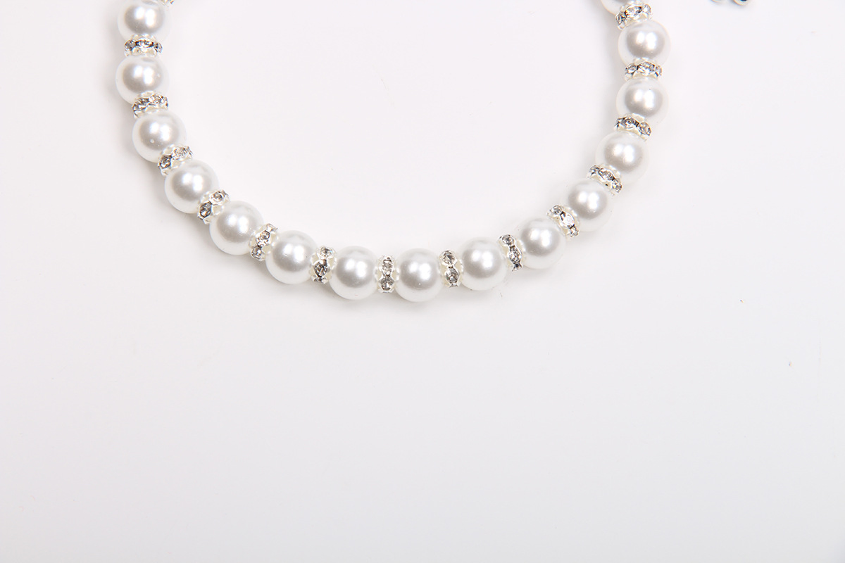 Wholesale Hot Pet Necklace Shiny Rhinestone Accessories Dog Cat Pearl Collar Multi-Color