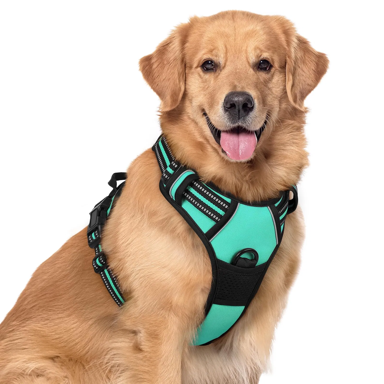Dog Harness No Pull with 2 Leash Clips, Adjustable Soft Padded, Reflective Oxford No Choke Pet Vest with Easy Control Handle for Large Dogs