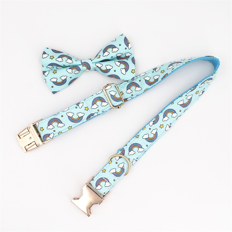 Hanyang Custom Print Pattern Dog Collar Dog Leash Pet Bowtie