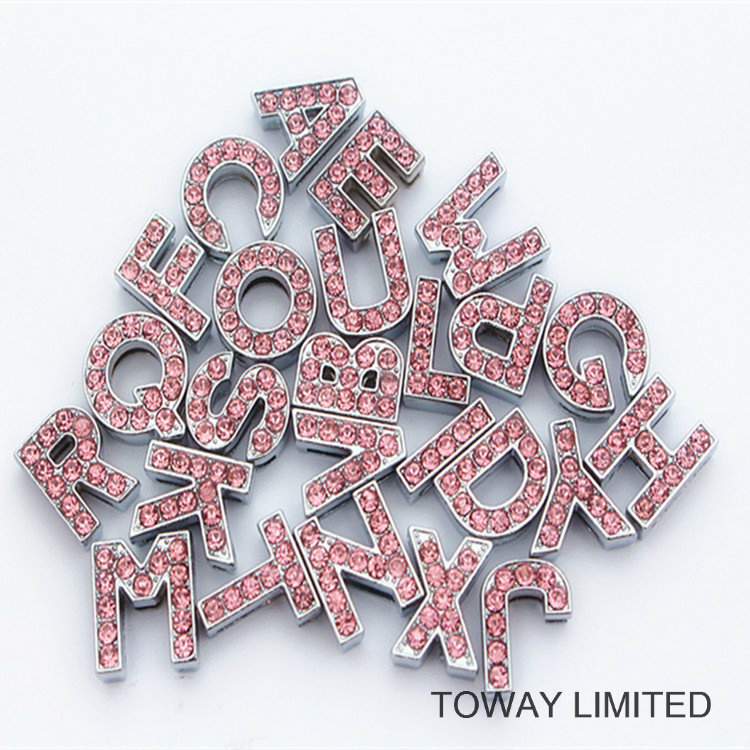 Crystal Letters for PU Lead Pet Collars Slider Accessories