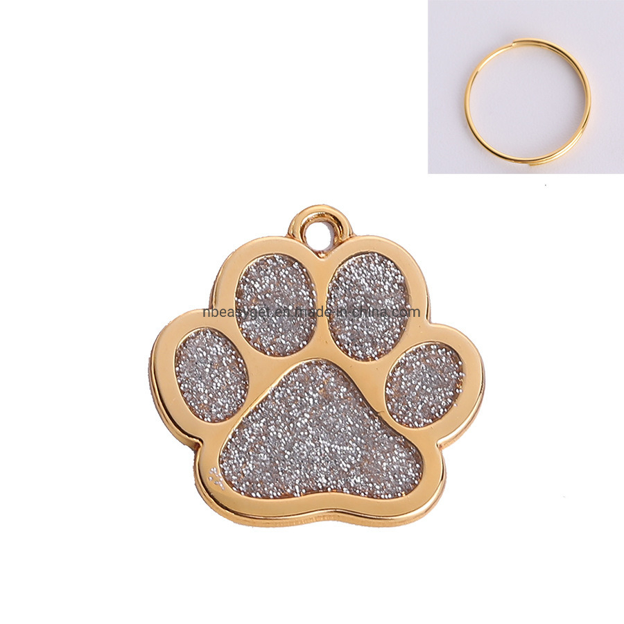 Pet Paw Shape Pendant Cat Sparkling Charm Tag Dog Bling ID Tag Pet Accessories Esg16520