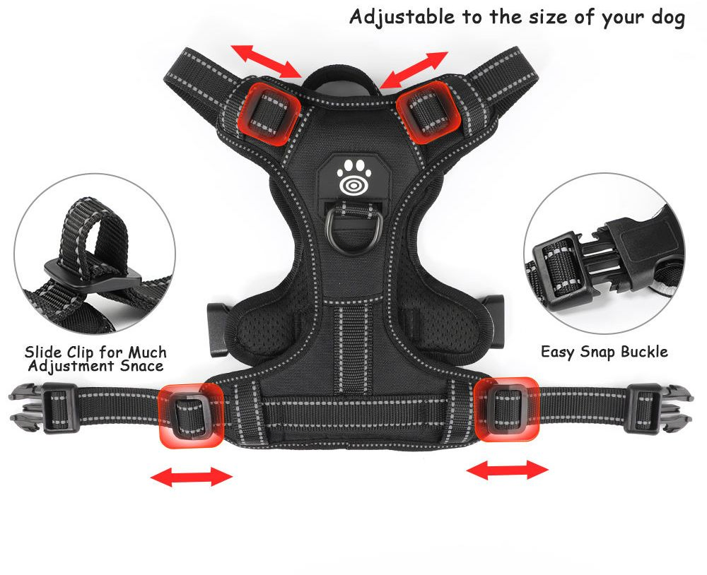 Light LED Dog Harness No Pull Reflective Breathable Heavy Duty Large Training Tactical Service Custom Pet Dog Harness