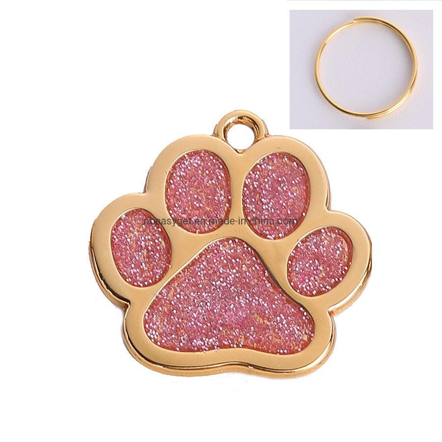 Pet Paw Shape Pendant Cat Sparkling Charm Tag Dog Bling ID Tag Pet Accessories Esg16520