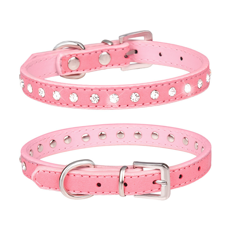 Cute Dog Collar with Bling Rhinestone, Fancy Crystal Diamond Glitter Pretty Jewel Soft Cat Collars for Small Medium Large Breed Dogs Girl Female Pet Puppy