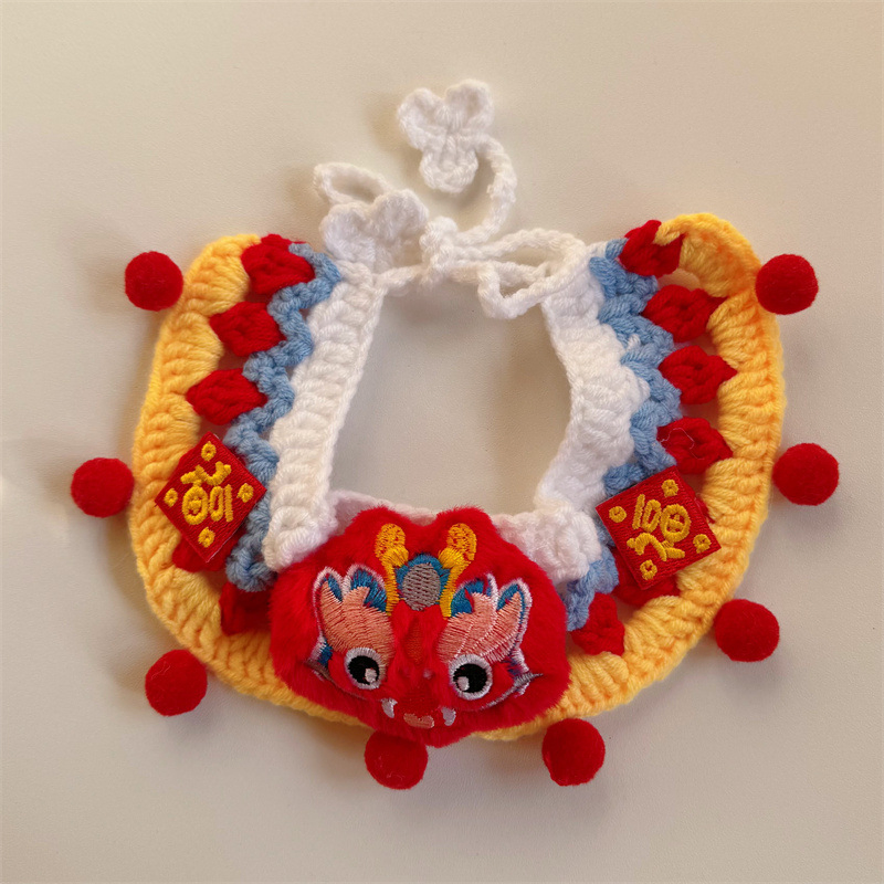 2025 New Design Cute Christmas Pet Accessories Adjustable Dog Cat Knitting Bandana Scarf Collar