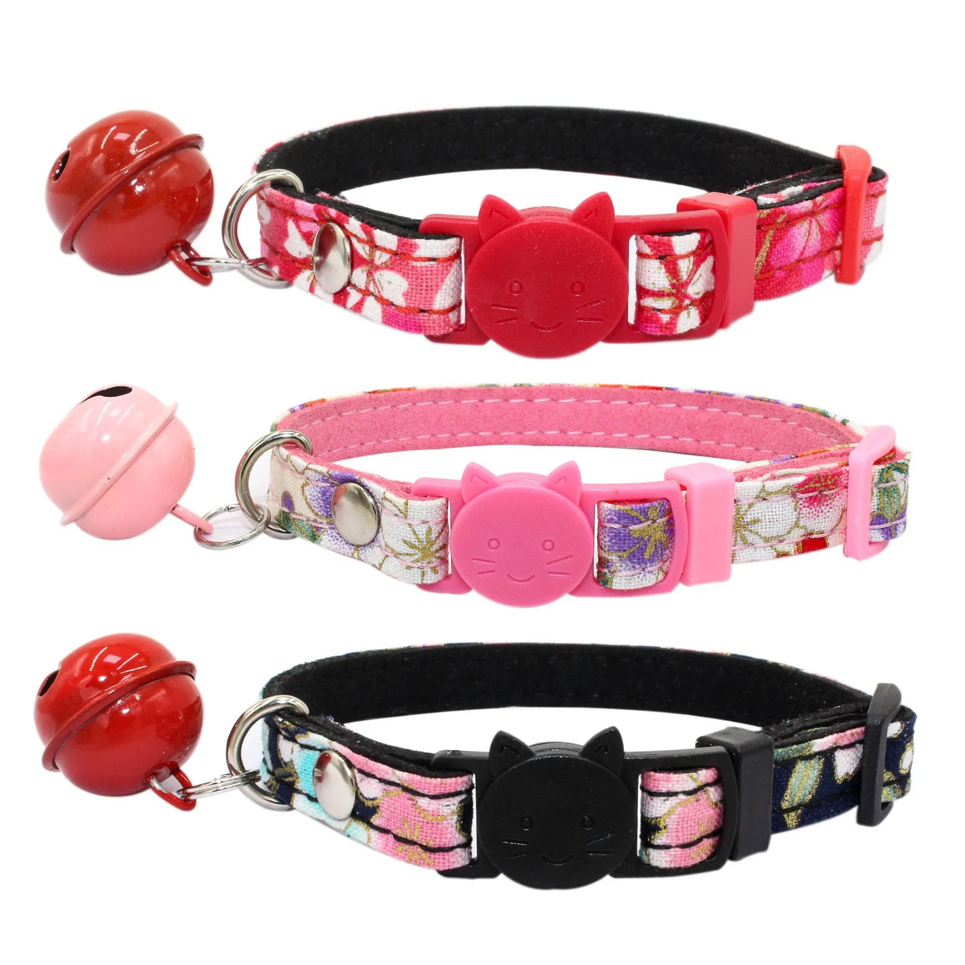 Hanyang Pet Products Crystal Plastic Buckle Pet Collar Customzied Pattern No Choke Cat Collar with Bell