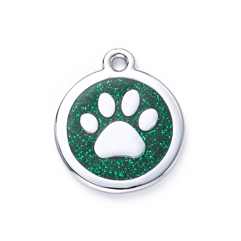 Wholesale Silver Plating Enamel Circle Pendant, Dog Paw Charms Black Enamel Circle Pendant