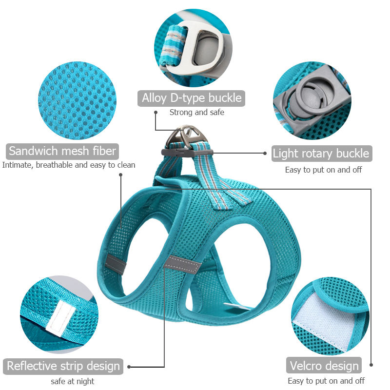 Reversible Night Safe Reflective Pet Harness Dog Harness and Leash Set