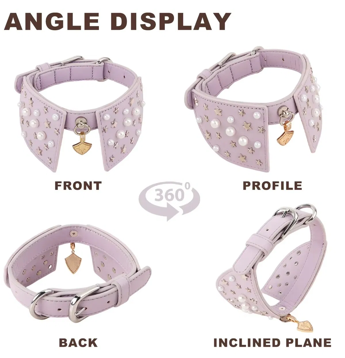 Personalized Color and Bling Decoration Purple Rhinestone Puppy Collar for Small Dogs Wide Safety Vegan Biodegradable Luxury