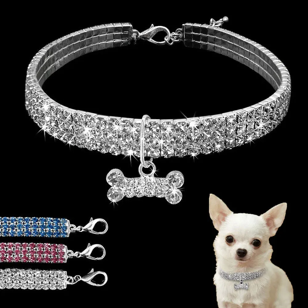 Bling Rhinestone Dog Collar Crystal Puppy Chihuahua Pet Dog Collar for Small Medium Dogs