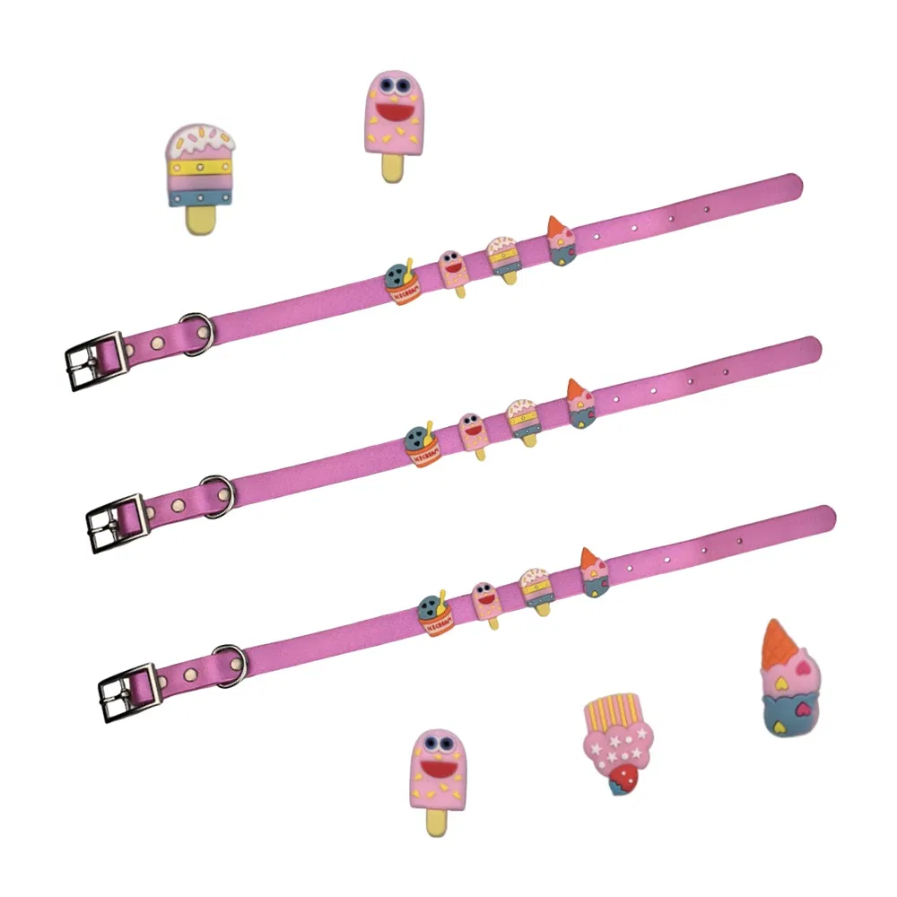 DIY Waterproof Dog Collar with Cute Ice Cream Accessory New Fashion Pet Accessories DIY Charms for Silicone Dog Cat Collars