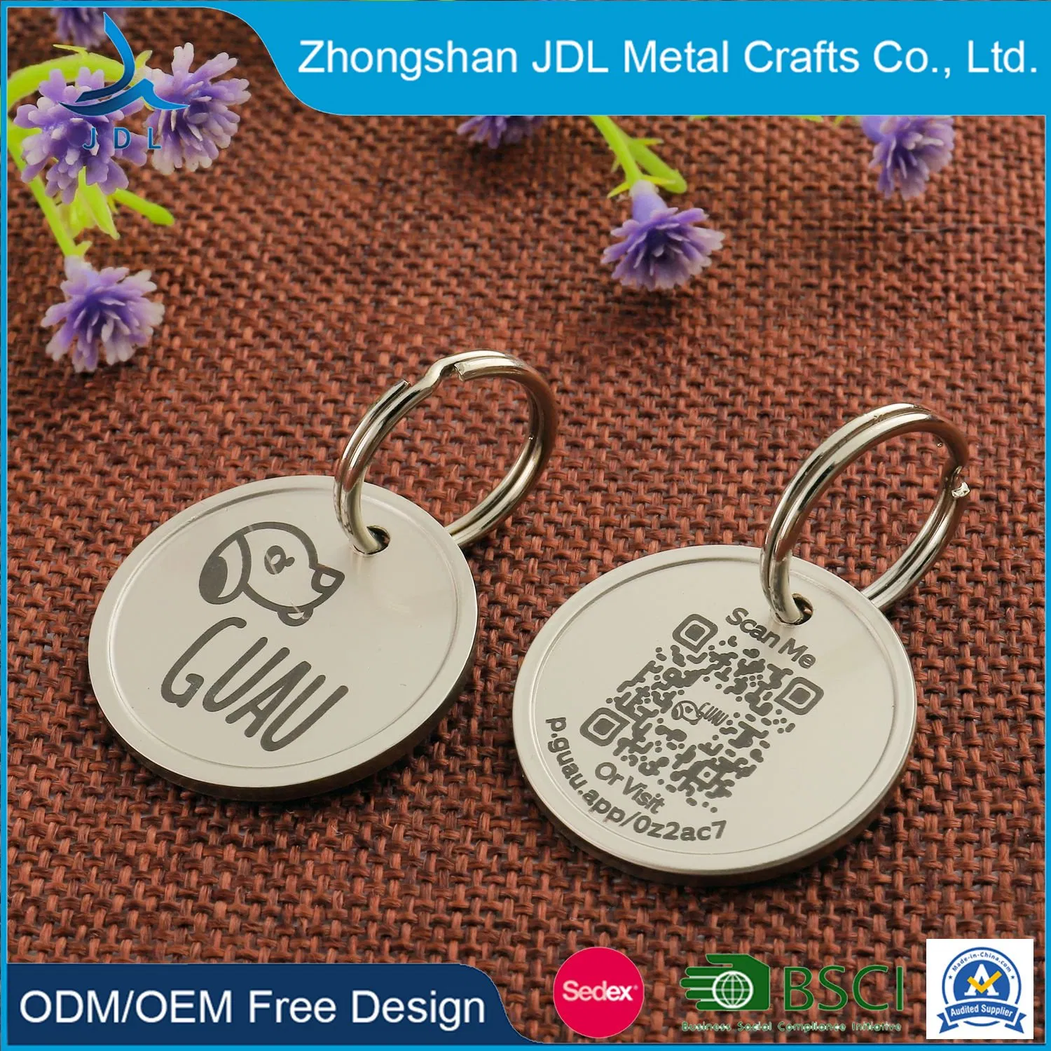 Promotional Gift China Manufacturer Custom Name ID Metal Iron Stamped Printing Logo Camouflage Military Dog Tag with Chain