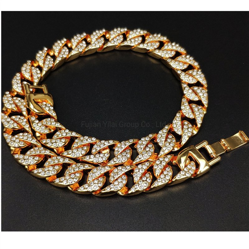 Bling Crystal Big Link Stainless Steel Chunky Dog Chain Diamond Pet Collar